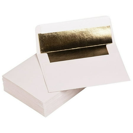 A1 Bronze Foil Lined Envelopes - 50-Pack Square Flap Invitation Envelopes for Invitation Announcements, for Wedding RSVP, Graduation, Birthday, 120gsm Paper, 3.6 x 5.1 Inches,