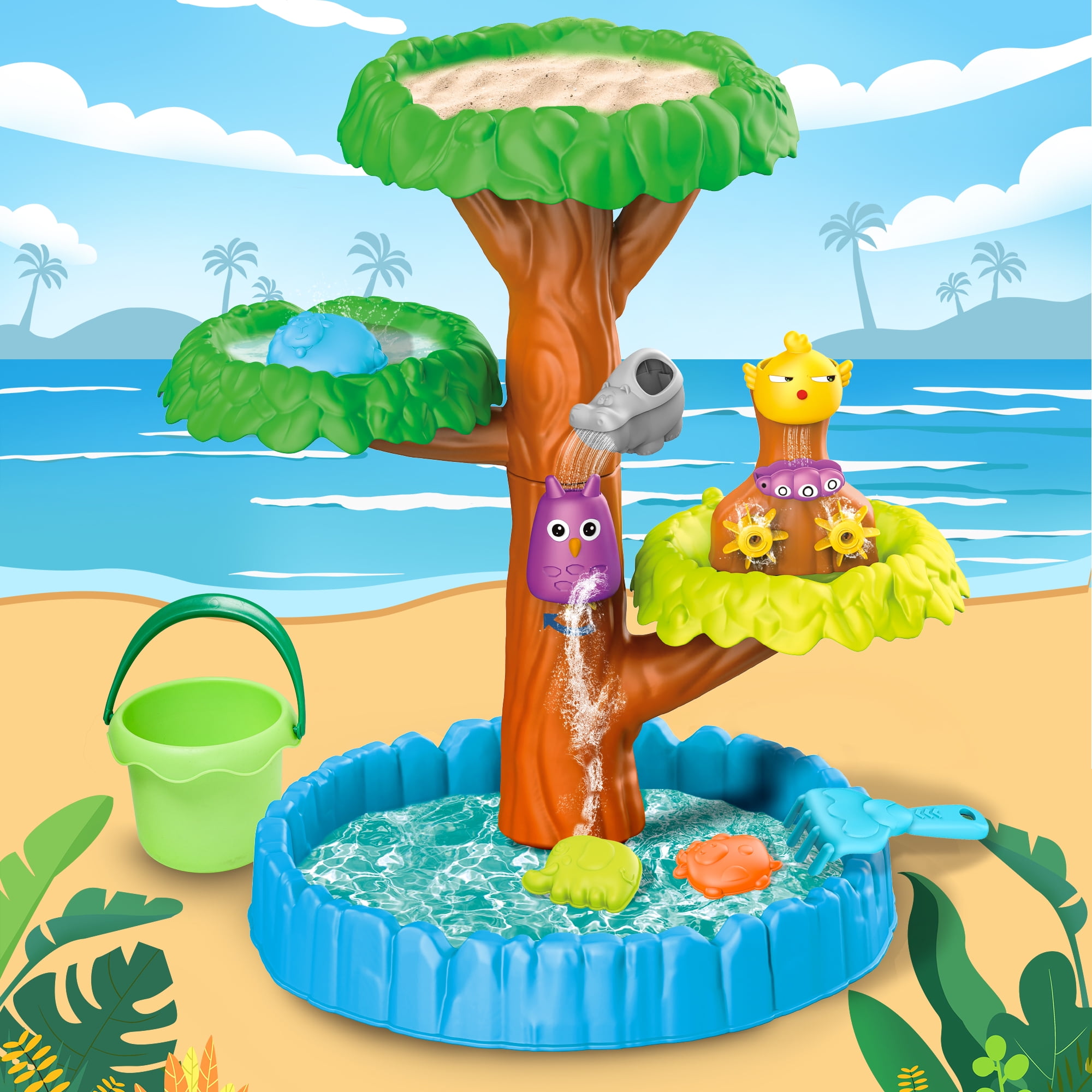 Aufitker Water Table with Leaftray & 10+ accessories, Splash Beach