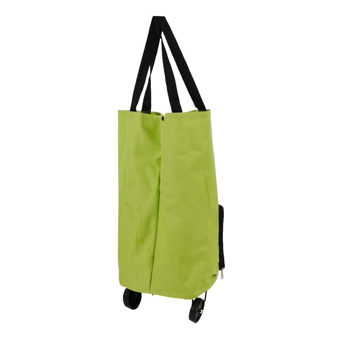 Unique Bargains Polyester Handy Foldable Bag Wheel Cart Shopping Trolley Green