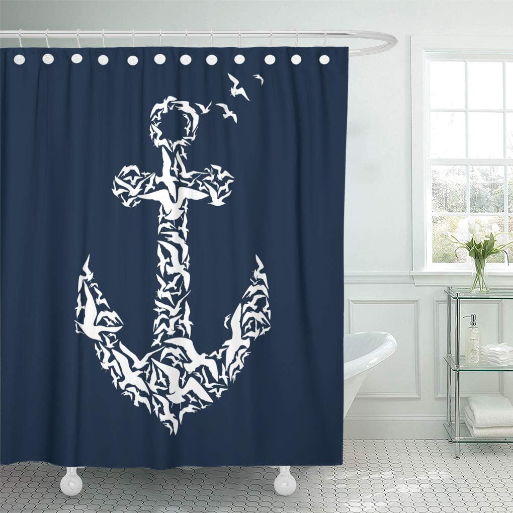 Yusdecor Bird Anchor On Sea Silhouette Boat Detail Wild Gull Bathroom Decor Bath Shower Curtain 60x72 Inch Walmart Canada