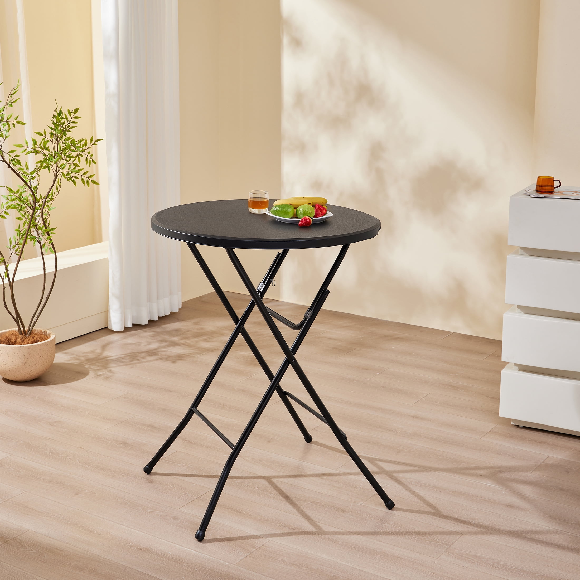 Mainstays 31" Round High-Top Cocktail Folding Table, Black