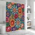 thumbnail image 6 of Boho Teal Flower Shower Curtain, Waterproof Shower Curtains for Bathroom, Spring Bohemia Chic Red Yellow Floral Washable Fabric Bathtub Curtain Set Bath Decor with 12 Hooks Stall 36"x72", 6 of 8