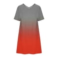 thumbnail image 3 of Busydd Womens Summer Dresses Stylish Colorful Gradient Print Midi Dress Casual Flowy Loose Mini Dress Short Sleeve Deep V Neck Sundress Fashion Beack T-Shirt Dress, 3 of 4