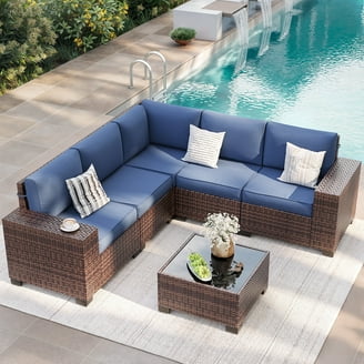 Danrelax 7-Piece Outdoor Sectional Sofa, PE Rattan Wicker Patio