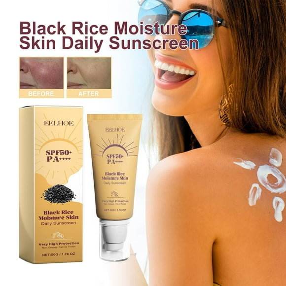 Qiopertar Flash Deals of the Day Black Rice Moisturizing Daily Sunscreen 50ml Skin-friendly And Non-greasy 50g Clearance Saving Up To 65% Off