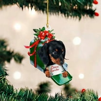 KCEHTA Dachshund Christmas Ornaments, Dachshund Ornaments for Christmas Tree, Double-sided Printing Dog Christmas Tree Ornaments Dachshund Themed Christmas Birthday Party Decorations