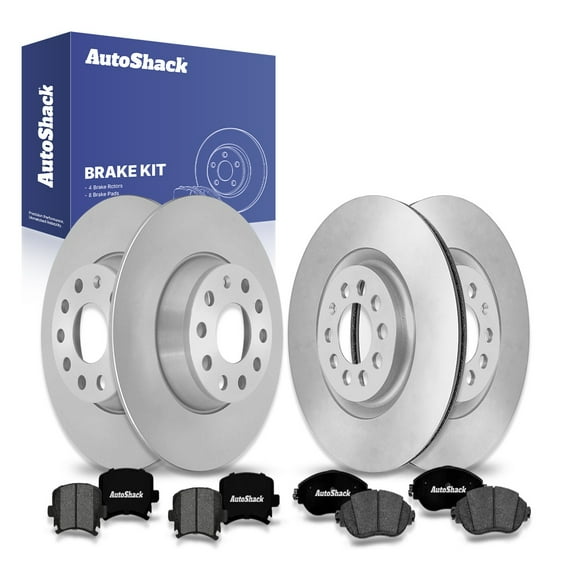 AutoShack Front Vented & Rear Solid Brake Rotors   Premium Ceramic Pads 12-PC Brake Kit Replacement for 2017 Volkswagen GTI 2015 Volkswagen GTI