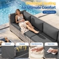 thumbnail image 4 of 14-Piece Outdoor Patio Furniture Set with Rocking Swivel Chair, Wicker Rattan Sectional Sofa Conversation Set with 55,000 BTU Fire Pit Table, Backyard Furniture,Dark Grey, 4 of 15