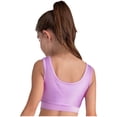 thumbnail image 2 of YiZYiF Kids Girls Athletic Crop Tank Top Shiny Metallic Printed Patchwork Jazz Street Hip Hop Lavender 14, 2 of 7