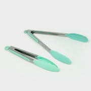 ExcelSteel - 9"/12" Teal Silicone Tong W/Stay Cool Handle, Stainless Steel