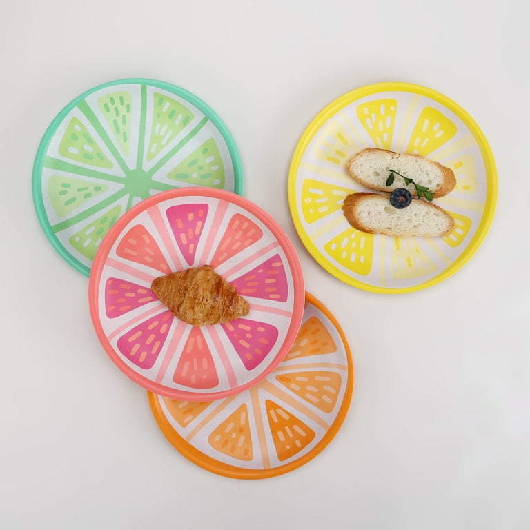 Mainstays 4 Pack Bamboo Melamine Salad Plate Fruit Pattern Walmart