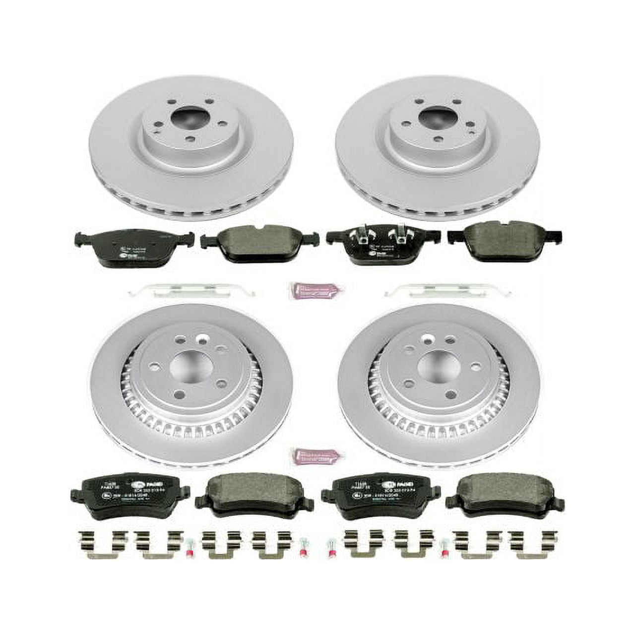 Power Stop Front and Rear Euro-Stop ECE-R90 Certified Brake Pad and Rotor Kit ESK5703 Fits 2015 Volvo XC60