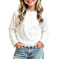 thumbnail image 2 of biudgviw Toddler Girls Long Sleeve Shirts Kids Ruffle Crewneck T-Shirts Casual Soft Basic Tees Cute Baby Girl Clothes(White,1-2 Years), 2 of 6