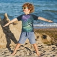 thumbnail image 3 of FORMRS Boys Rash Guard Short Sleeves Swim Shirt Quick Dry UPF 50+ Sun Protection, Sizes 3-12T, Moonlight Forest, 3 of 6