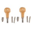 thumbnail image 1 of 2 Sets Jewelers Pin Vise Bead Drill Bits With Wood Ball Handle Collet Tool, 1 of 4