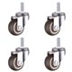 thumbnail image 1 of 2 ruedas giratorias con freno y 2 ruedas giratorias sin freno, ruedas con vástago roscado M8 para carros de mano para muebles, capacidad de 20 kg / 44 lbs por rueda (4 piezas de 1 pulgada)., 1 of 5
