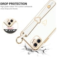 thumbnail image 2 of for iPhone 12 Case, Cute Heart Design Wristband Lanyard Cross Body Strap Electroplated Camera Protection Shockproof Protective Case Women Girls for iPhone 12 6.1"-White, 2 of 16