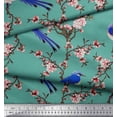 thumbnail image 3 of Soimoi Cotton Voile Fabric Blossom & Paradise Whydah Bird Printed Fabric 1 Yard 42 Inch Wide, 3 of 3