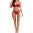 thumbnail image 2 of INSPIRE CHIC Women's Lace Mesh See Through Mid Rise Briefs Breathable Lightweight Seamless Underwear S Wine Red, 2 of 4