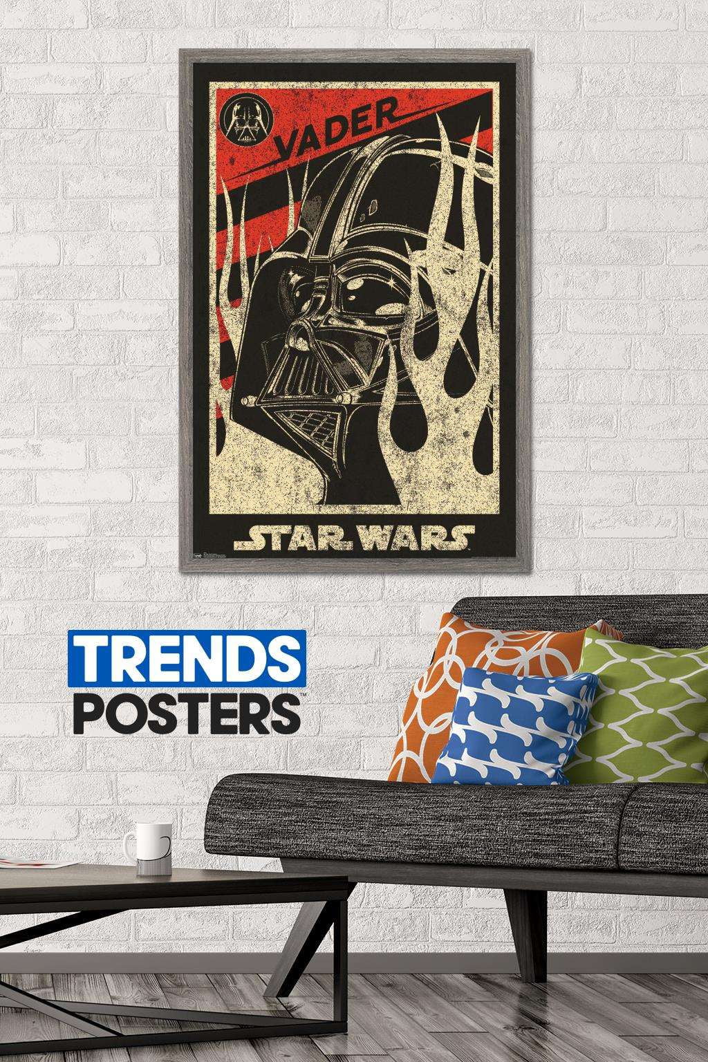 Star Wars: Saga - Vader Propaganda Wall Poster, 22.375" x 34", Framed