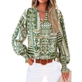 thumbnail image 1 of Blusa elegante y camisetas MASCOMODA para mujer, cuello en V, estampado floral, 1 of 6