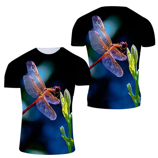 New Creative Design Dragonfly graphic t shirts Summer Fashion Interesting Personality Printing Round Neck Short Sleeve Tees Tops