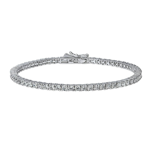BERRICLE Sterling Silver Round Cut Cubic Zirconia CZ Fashion Tennis Bracelet for Women, Rhodium Plated, 7 inch
