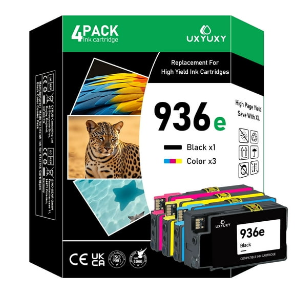 936e Ink Cartridges with Chip Compatible for HP 936 936e Ink Cartridge for HP Officejet Pro 9110 9120 9130 9720 9730 Printers (Black, Cyan, Magenta, Yellow, 4 Pack)