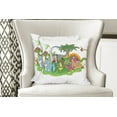 thumbnail image 4 of Ambesonne Colorful Throw Pillow Cover 2 Pack, Cartoon Group Dinosaur, 24", Multicolor, 4 of 6