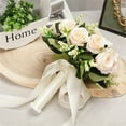 thumbnail image 5 of Wedding Bouquets for Bride Bridesmaid Bouquet Ivory Bridal Bouquet Artificial Roses for Wedding Home Decoration (Ivory/Champagne), 5 of 7