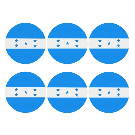 Honduran Flag Leather Drinks Coasters Suitable for Various Cups Set of 6 Round Shape