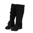thumbnail image 5 of Tawop Snow Boots for Women Fashion Casual Winter Tall Solid Color Bow Round Toe Heel Mid Calf Womans Boots, 5 of 9
