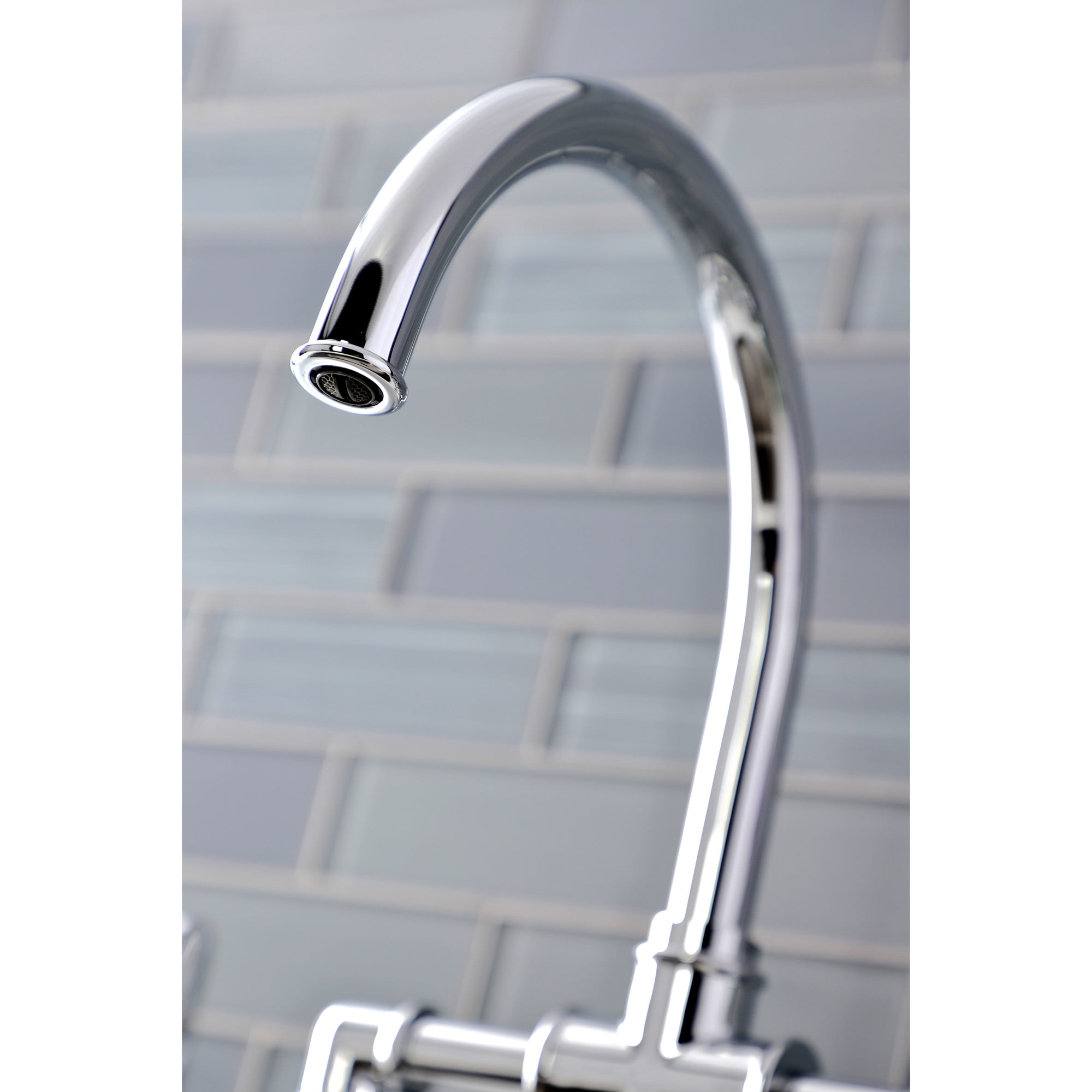 Kingston Brass KS2331KL Whitaker Two-Handle 4-Hole Deck Mount Industrial Style Bridge Kitchen Faucet with Brass Side Sprayer in Polished Chrome