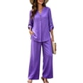 thumbnail image 4 of Ashirexll Womens 2 Piece Outfits Fashion Linen Blend Long Sleeve Top with Matching Pants Pocket Casual Set, 4 of 7