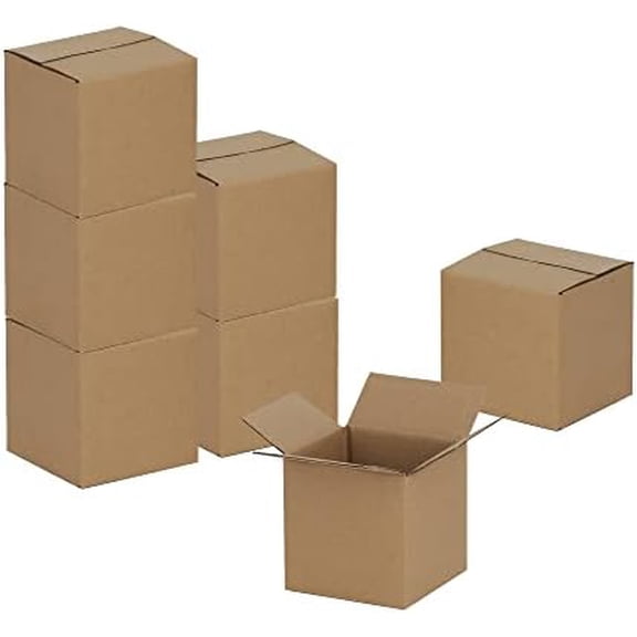 4x4x4 inches Shipping Boxes 50 Pack, Kraft Corrugated Small Cardboard Boxes for Mailing Packing, Brown