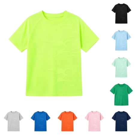 WERYOUNG Boys Athletic T Shirt Short Sleeve Crewneck Solid Color T-Shirts Youth Boys Breathable Tees For Everyday Play And Sports Stylish Tops 11-12 Years
