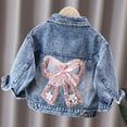 thumbnail image 2 of Shadoumai Girls Bowboy Long Sleeve Coat Cute Cartoon Top Jeans Jacket Warm Outerwear For Toddler Kids Winter Fashion Girls Back To School Clothes, 2 of 4