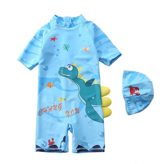 Baby Toddler Boys One Pieces Swimsuit Set Boys Swimwear With Swim Cap Dinosaur Bathing Suit Rash Guards Beach Wear A40
