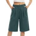 thumbnail image 5 of fheaev Wide Leg Shorts for Women Elastic Waist Knee Length Loose Fit with Pockets Summer Casual Beach Vacation Wear M-3XL, 5 of 6