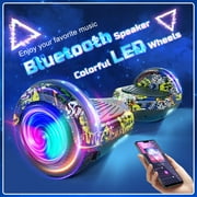 LENOGE Bluetooth Hoverboard, 6.5 300W Powerful Motor Hover Board with LED Lights, 6-10MPH Max Speed Self Balancing Electric Scooter