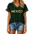 thumbnail image 2 of Womens Soccer Shirt Mexico Raglan Tops Short Sleeve Summer Fashion V Neck Printed T Shirt Top Sports Fan Casual Tops Tee S, 2 of 4