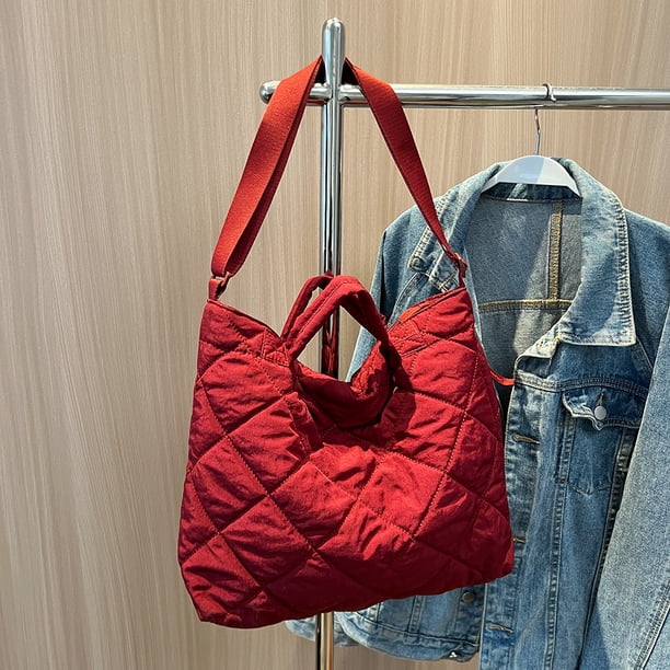Bolso bandolera acolchado bandolera de algodón para mujer de mano para mujer de color sólido