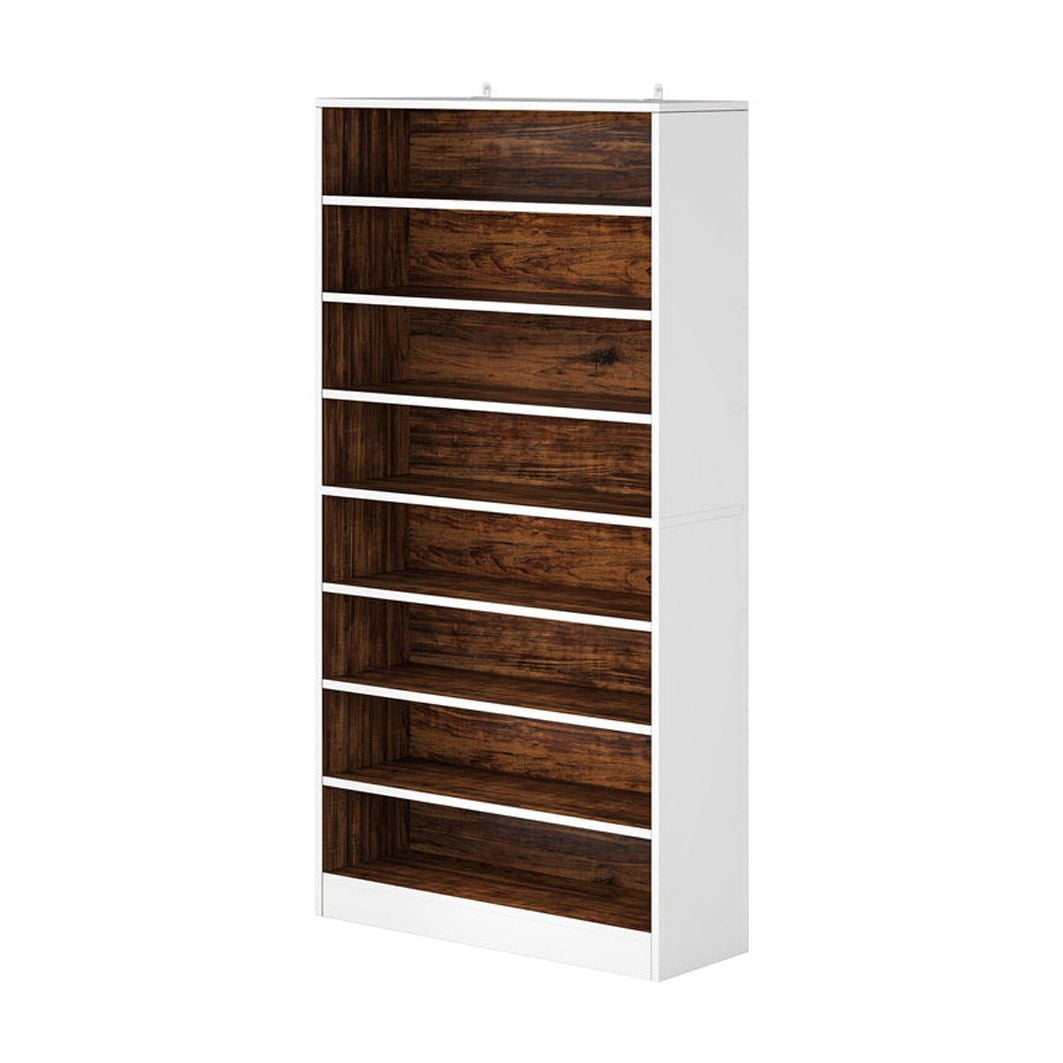 Hommoo Modern Wood Freestanding Shoe Cabinet, 8 Tiers 40-45 Pairs Shoe Storage Rack Organizer for Entryway, White & Brown