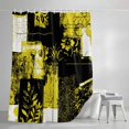 thumbnail image 4 of Modern Boho Shower Curtain, 48" x 72", Flower Geometric Texture Yellow Black Abstract Art Waterproof Bathroom Curtain Washable Shower Curtain Set with 12 Hooks, 4 of 8