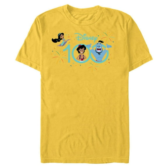 Disney 100 Anniversary Aladdin Jasmine Genie D100 - Short Sleeve Blended T-Shirt for Adults - Customized-Yellow