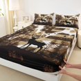 thumbnail image 3 of Castle Fairy Animal Deer 3Pcs Twin Sheet Sets for Women Men Teens,USA Flag Twin Fitted Sheet,Abstract Vintage Breathable Flat Sheet,Microfiber Bedroom Decor, 3 of 7