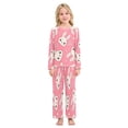 thumbnail image 2 of DIXRUYEE Fleece Pajama Set Loose Style Elastic Waist Pockets Kawaii Bunny Pink Paradise Cute Pattern, 2 of 7