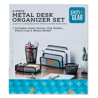 Bamboo Pen and Pencil Caddy Set with Drop-In Dividers, Phone Holder Storage  Office Desk Organizer, Gray (2-Piece)