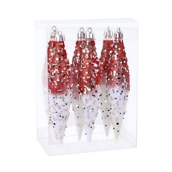 Christmas Tree Ornaments Set 6 Pieces Glitter Decorative Balls Holiday Decorations Colorful Hanging Baubles Festive Tree Decor