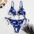 thumbnail image 2 of Fesfesfes Swimsuit for Women Women's Tie-Dye Lace Up High Cut Leg Print Bikini Set Two Piece Swimsuit, 2 of 7